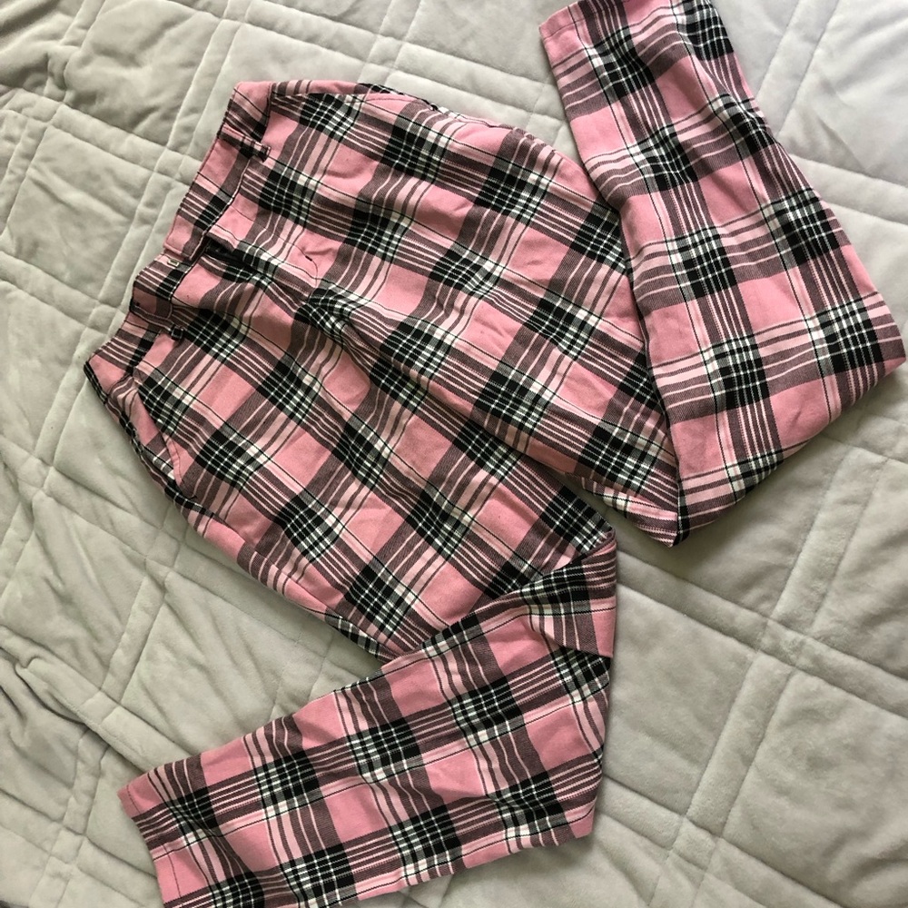 Hot Topic Pink and Black Plaid Bottoms